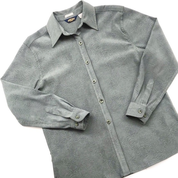 Shaver Lake crocodile green long sleeve button down shirt - Picture 1 of 5